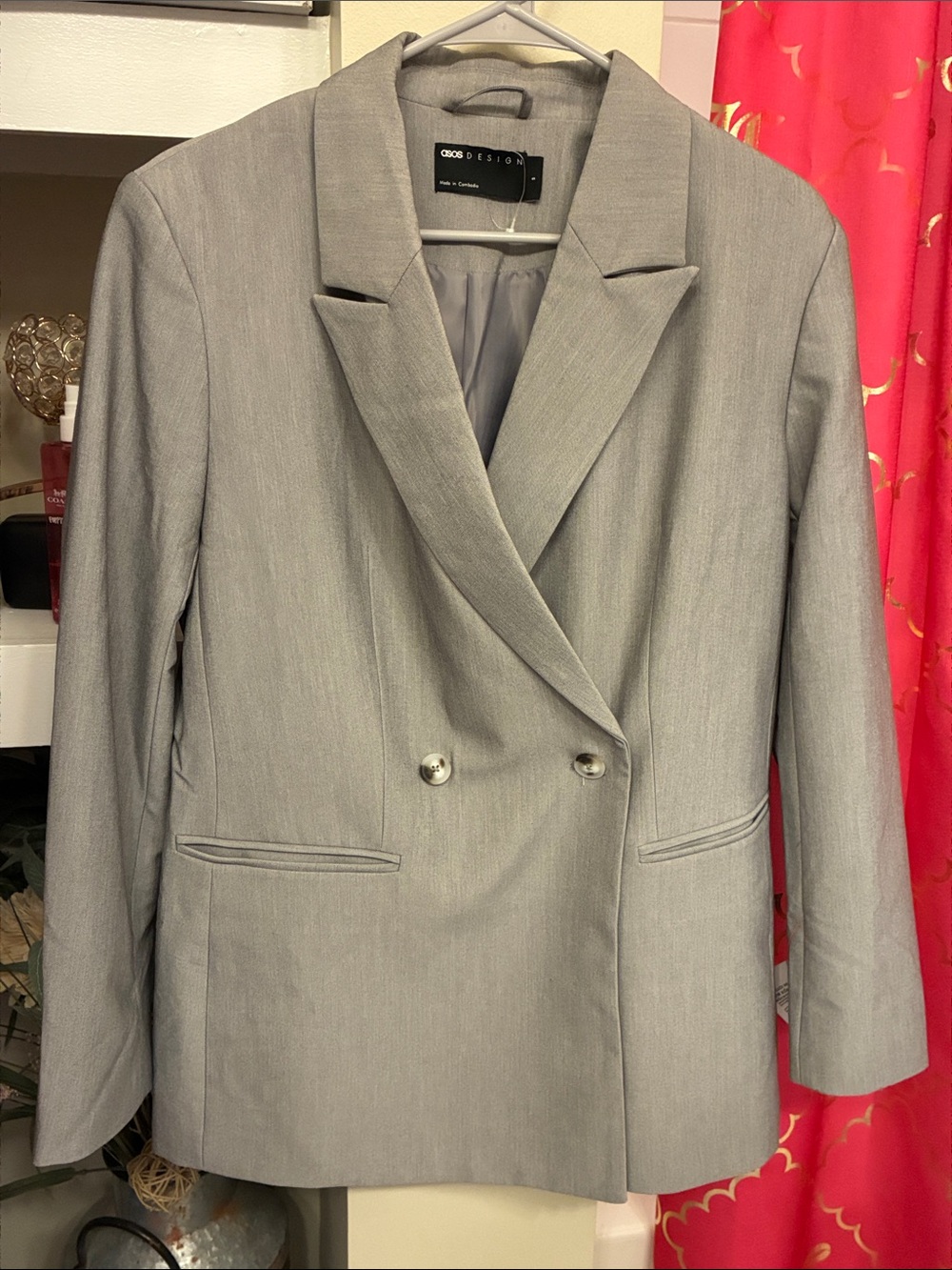 ASOS Light Gray Double-Breasted Blazer